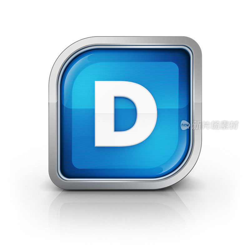 光滑的蓝色字母D 3d图标